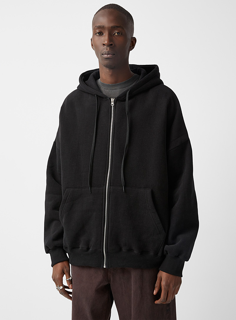 Le 31 Black Oversized zip-up hoodie for men