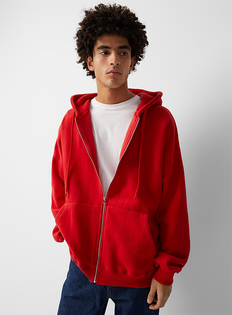 Le 31 Red Hooded oversized cardigan for men
