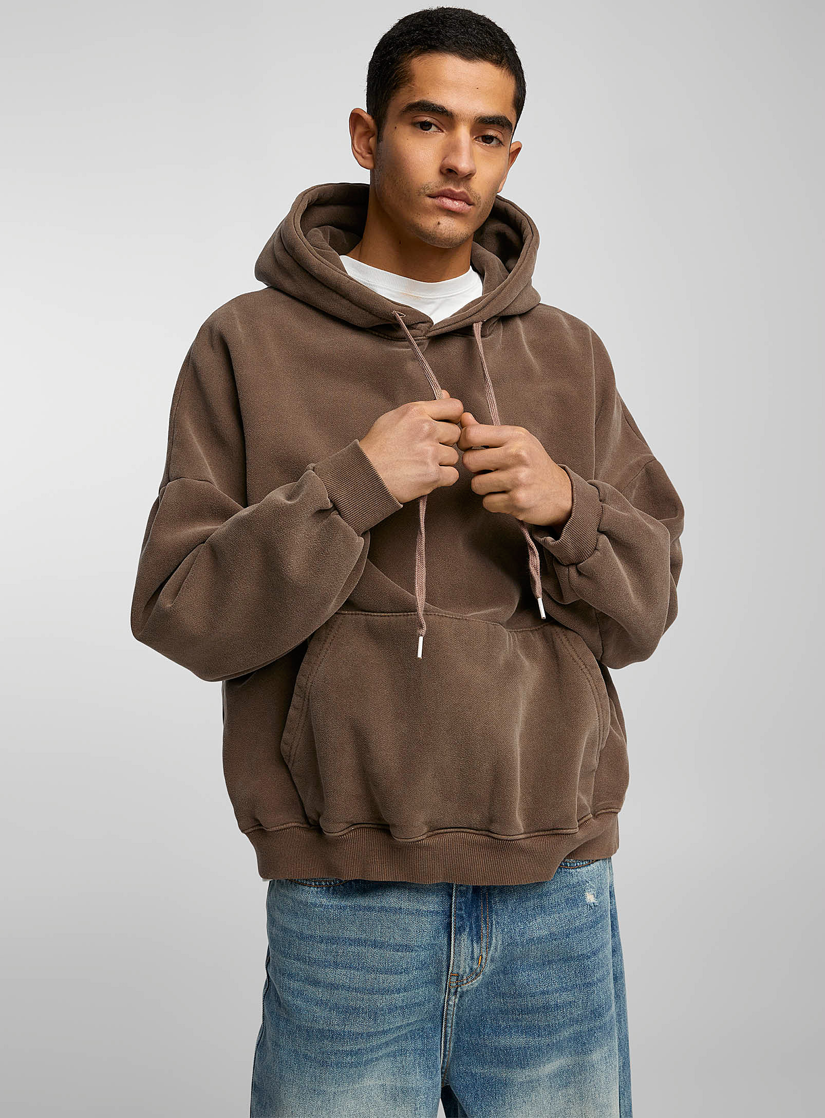 Le 31 - Faded hoodie (Men, Brown, SMALL)