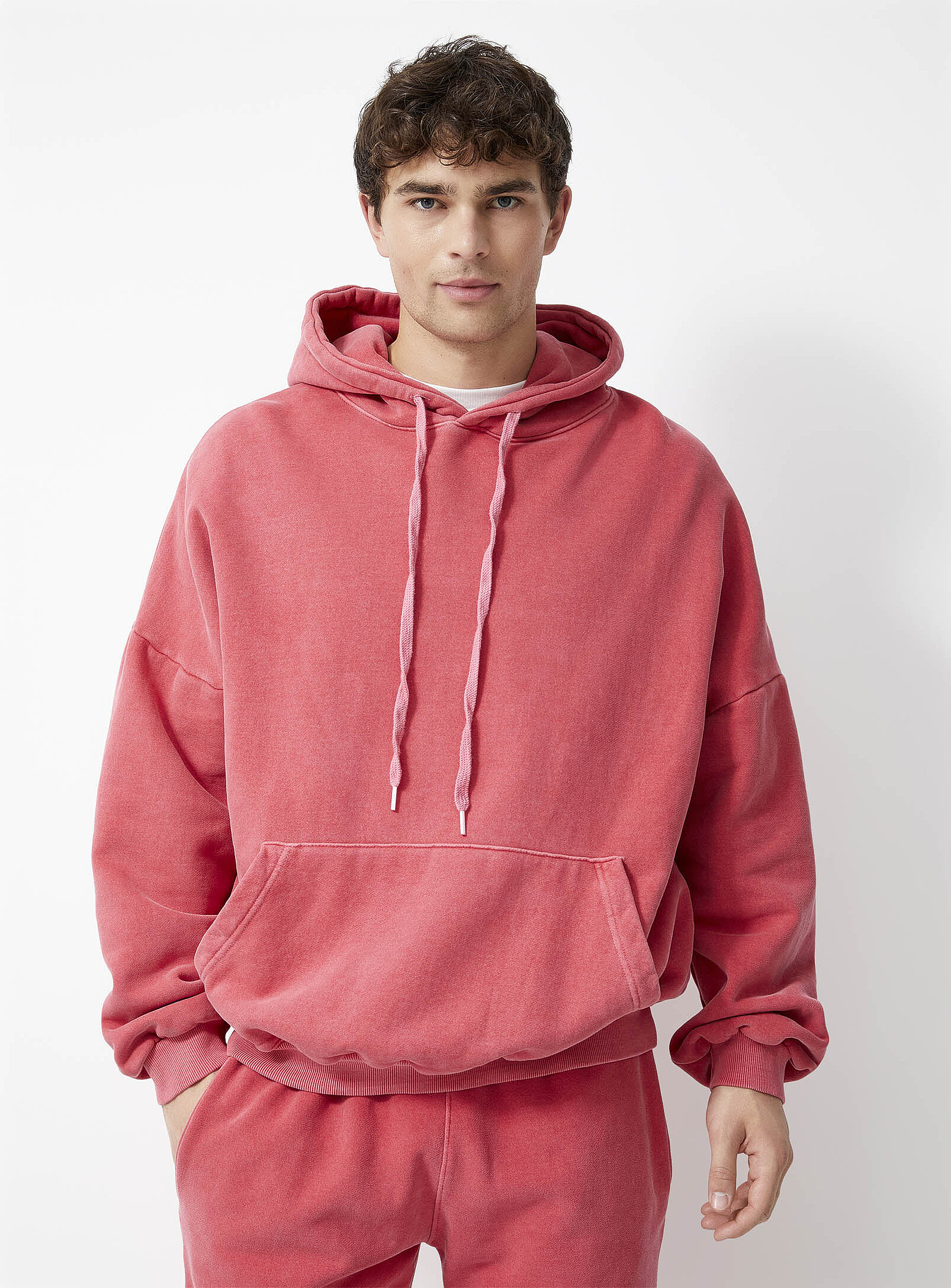 Le 31 - Faded hoodie Imported from Seoul (Men, Red, X-LARGE)