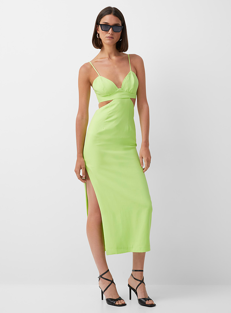 Bardot Lime Green Bright lime green cutout dress for women