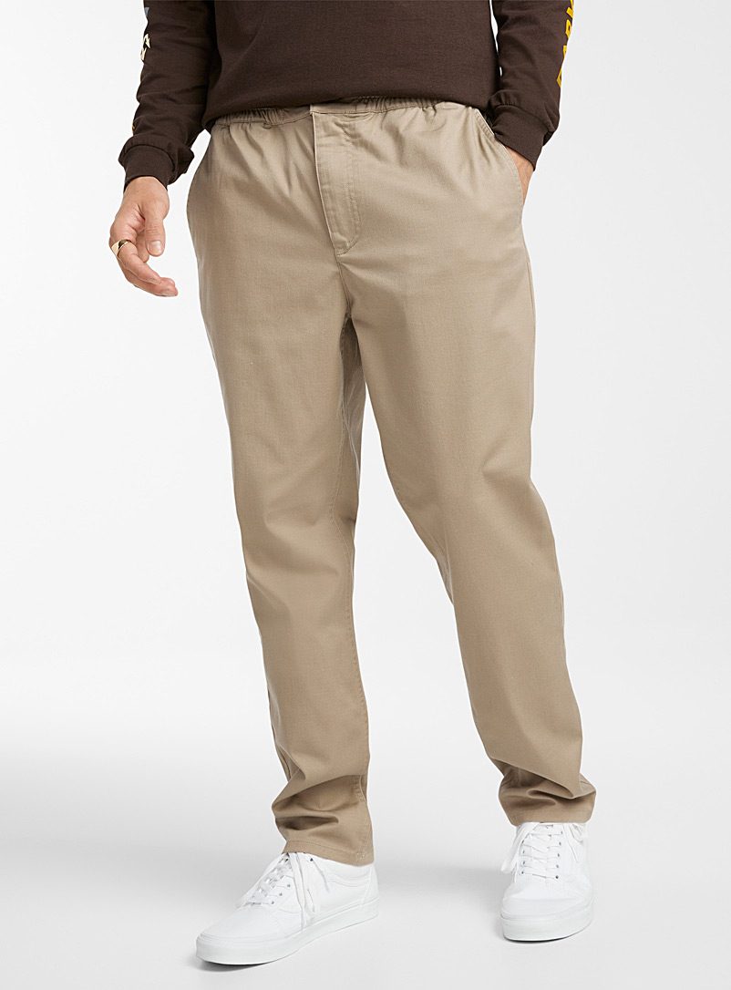Djab: Le pantalon ouvrier taille élastique Coupe Brooklyn - fuselée Sable pour homme