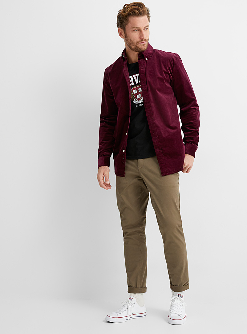 Le 31 Ruby Red Corduroy shirt Modern fit for men
