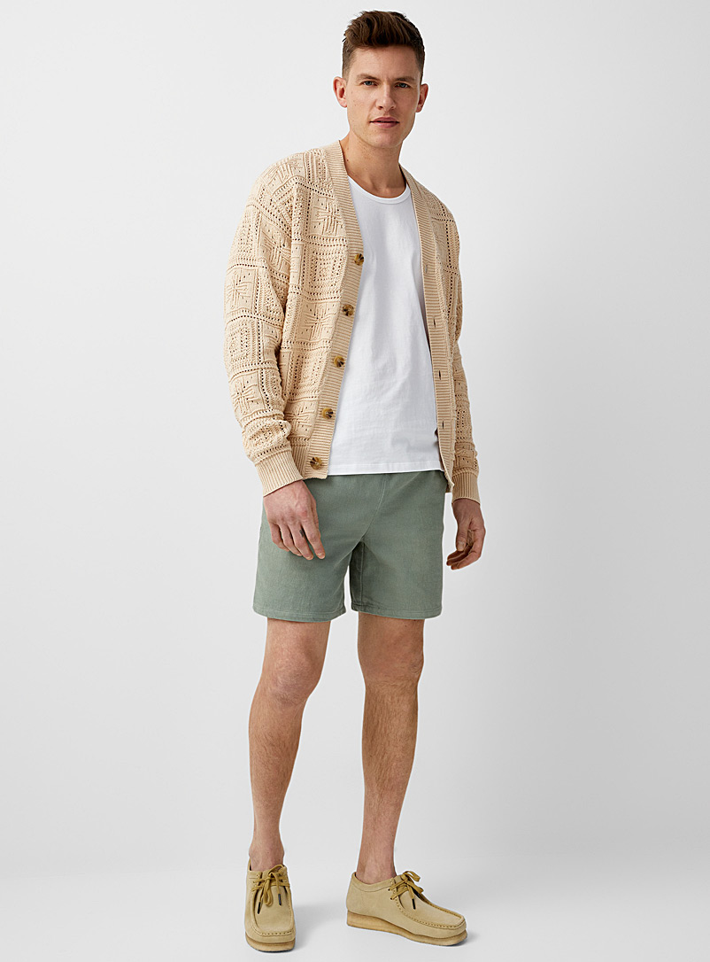 Le 31 Lime Green Pastel twill short for men