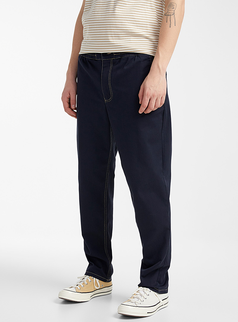 Djab Marine Blue Contrast-stitched workwear pant Brooklyn fit - Tapered for men