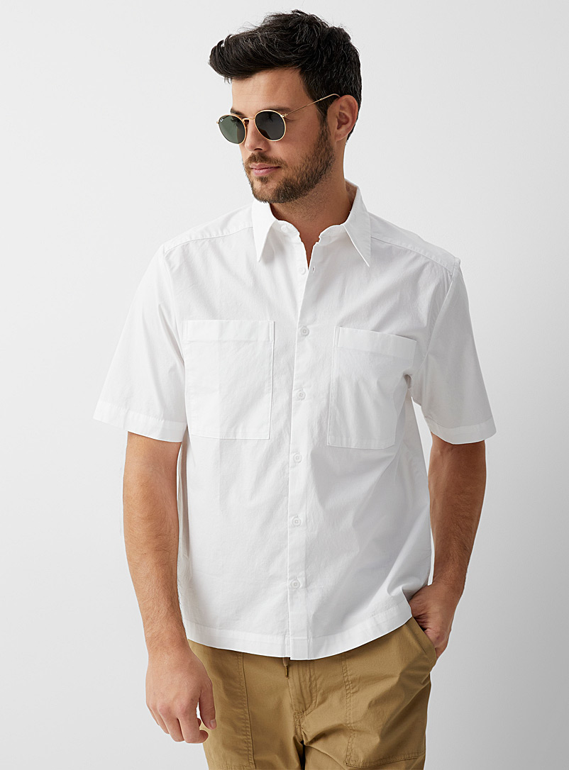Le 31 White Minimalist utility shirt Comfort fit for men