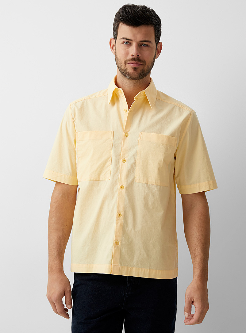 Le 31 Golden Yellow Minimalist utility shirt Comfort fit for men