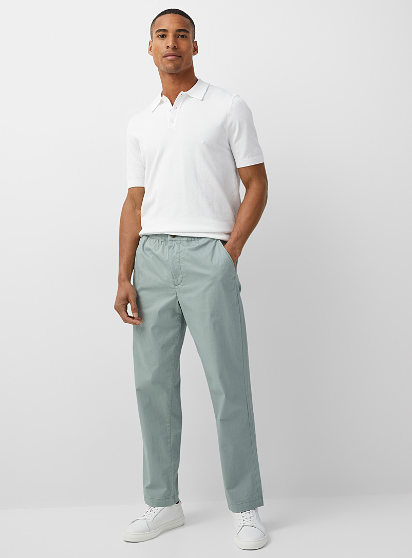 Le 31: Le pantalon taille confort coton bio satiné Vert pâle-lime pour homme