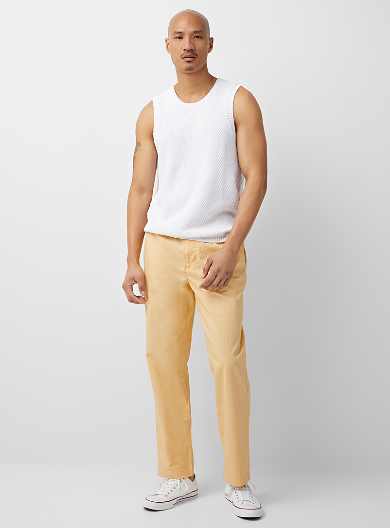 Le 31 Golden Yellow Satiny organic cotton comfort-waist pant for men