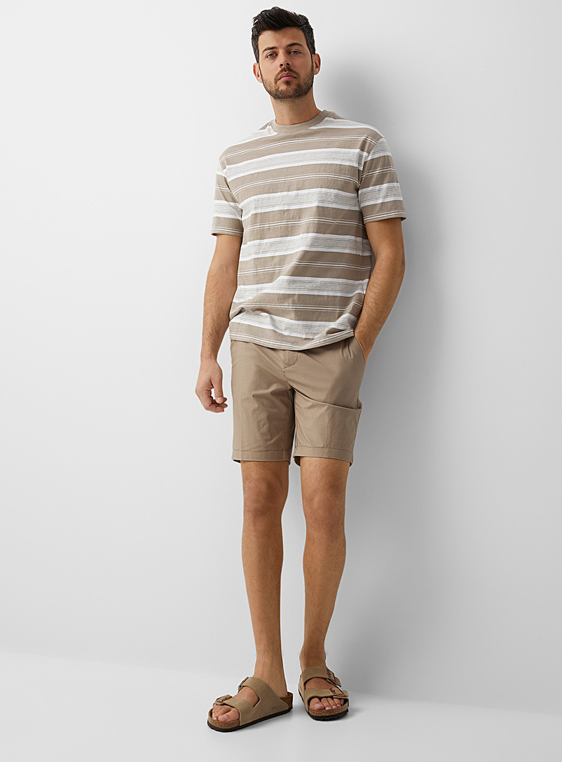 Le 31 Medium Brown Lightweight cotton comfort-waist Bermudas for men