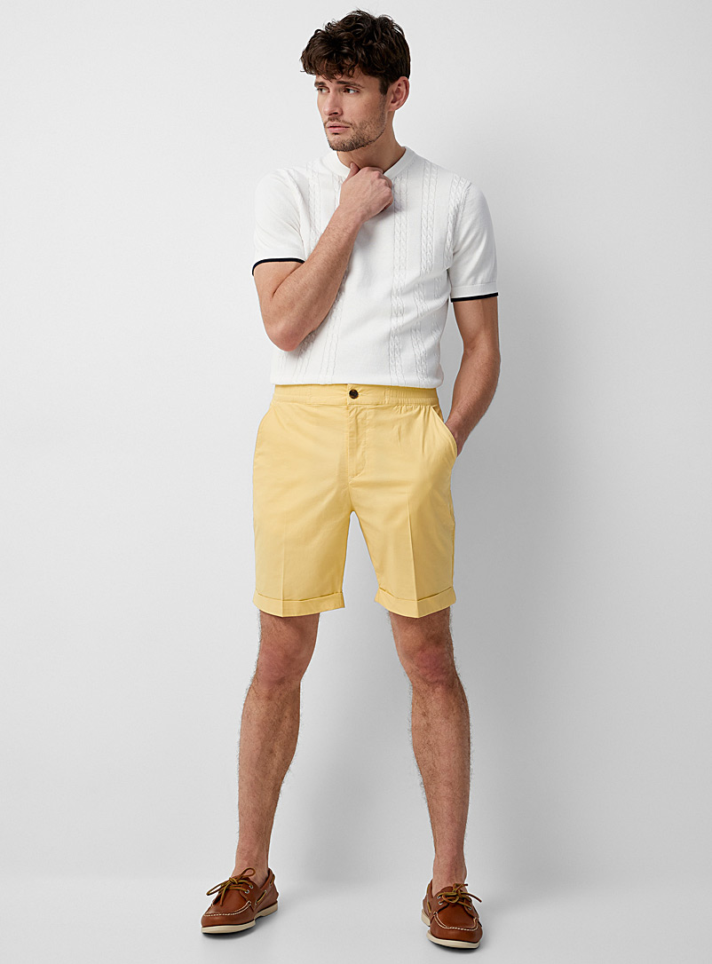 Le 31 Corn/Vanilla Yellow Lightweight comfort-waist Bermudas for men