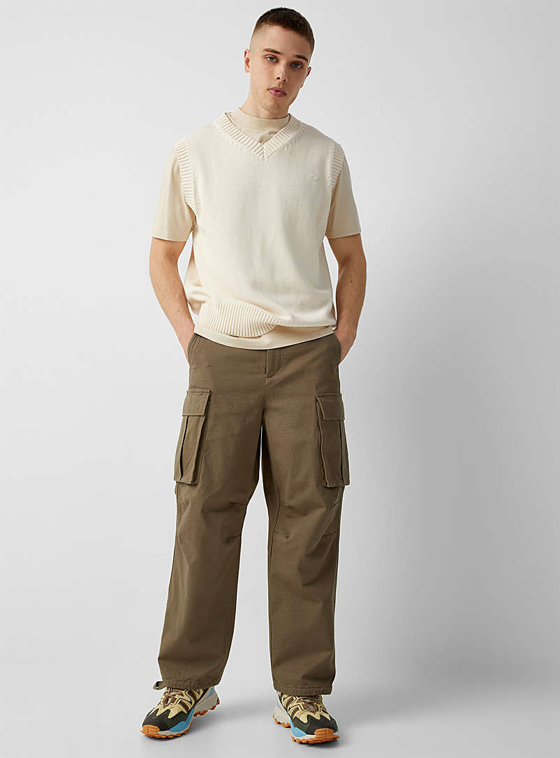 Djab Mossy Green Slub baggy cargo pant Relaxed fit for men