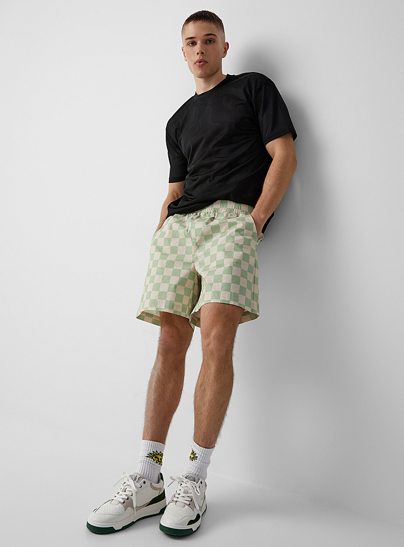 Djab Patterned Green Checkerboard pull-on short for men