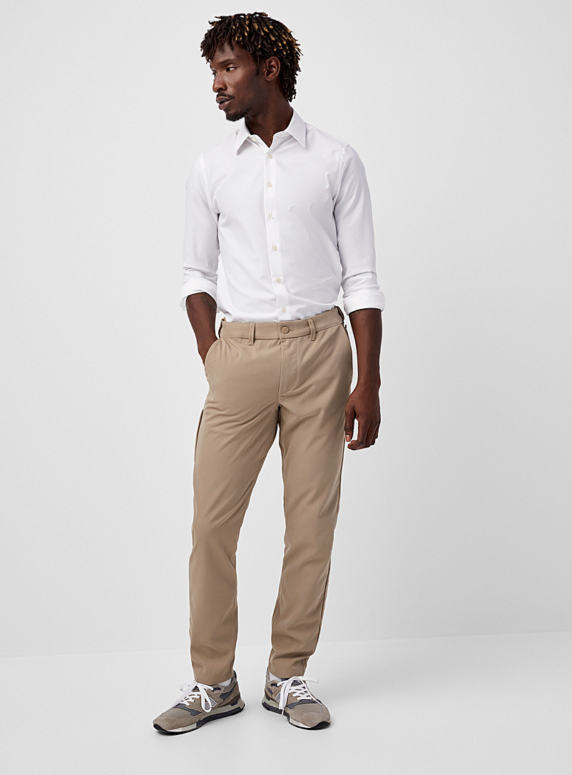 Le 31 Cream Beige Twill techno chinos Stockholm fit - Slim Innovation collection for men