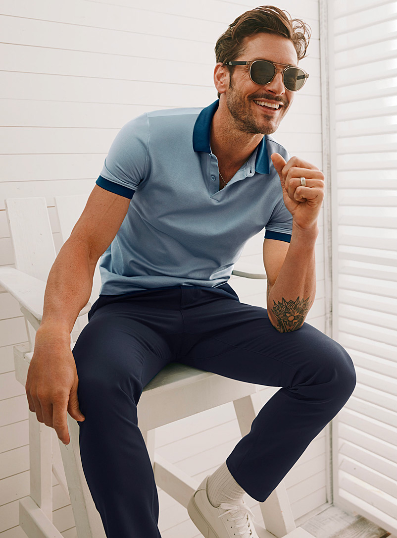 Le 31 Blue Twill techno chinos Stockholm fit - Slim Innovation collection for men