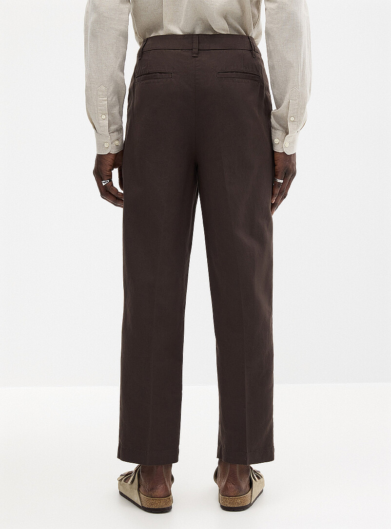 Le 31: Le pantalon coton et lin <b>Coupe Reykjavik - Fusel&eacute;e &agrave; plis</b> Bleu marine - Bleu nuit pour homme