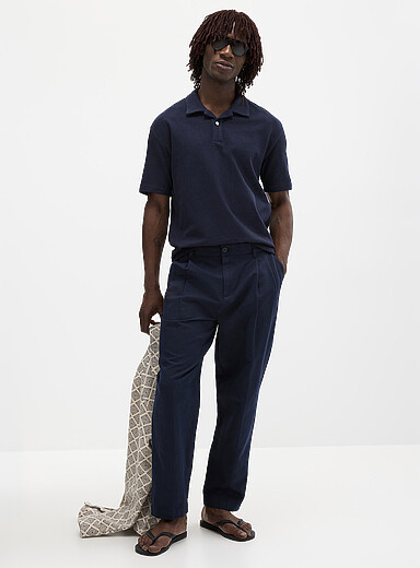 Cotton-linen pant <b>Reykjavik fit - Tapered with pleats</b>