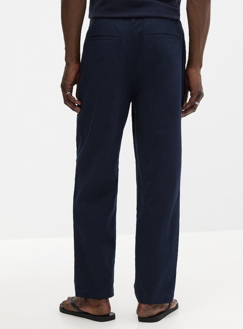 Le 31 Ecru/Linen Cotton-linen pant <b>Reykjavik fit - Tapered with pleats</b> for men