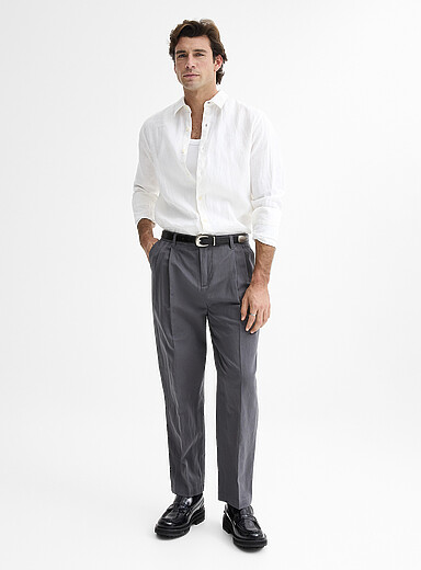 Le pantalon coton et lin <b>Coupe Reykjavik - Fusel&eacute;e &agrave; plis</b>