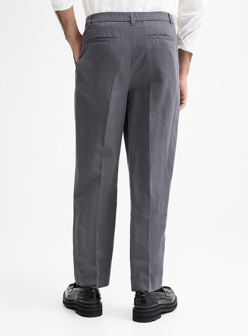 Le 31: Le pantalon coton et lin <b>Coupe Reykjavik - Fusel&eacute;e &agrave; plis</b> Bleu marine - Bleu nuit pour homme