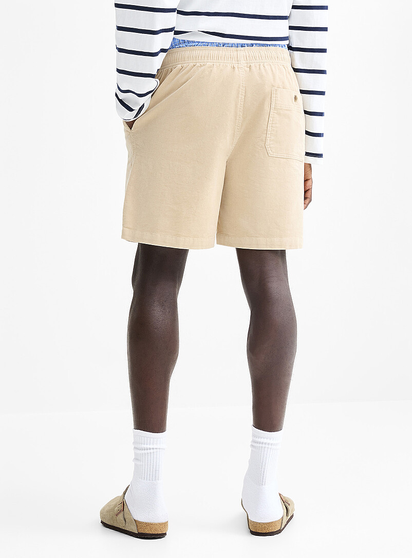 Djab: Le short relax fin velours c&ocirc;tel&eacute; Ivoire - Beige cr&egrave;me pour homme