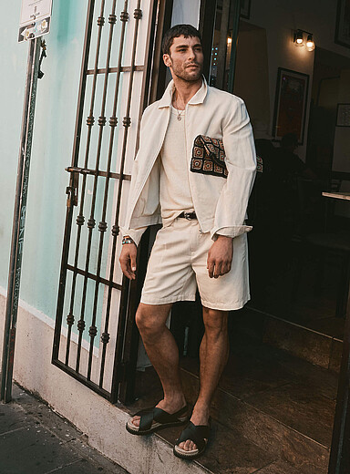 La veste zipp&eacute;e coton et lin