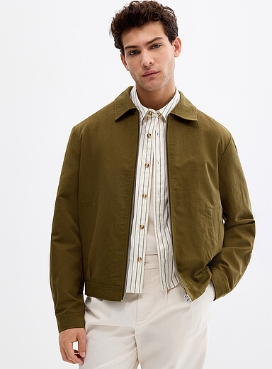 Full-zip cotton-linen jacket