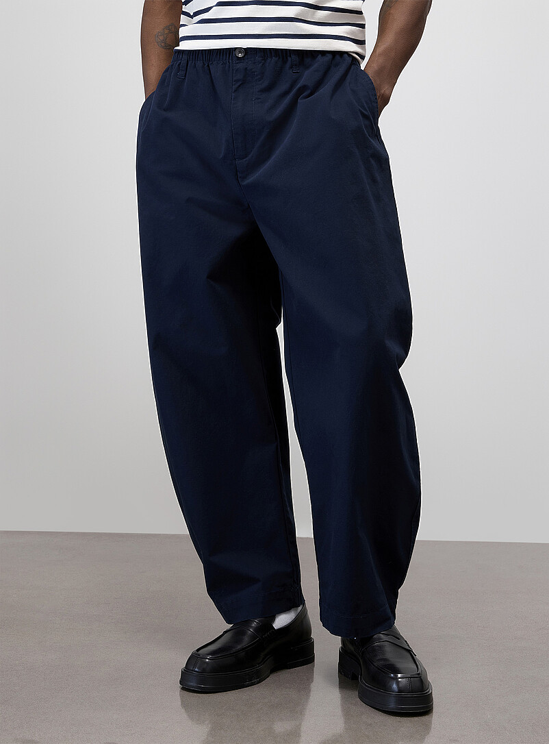 Le 31: Le pantalon taille &eacute;lastique toile color&eacute;e <b>Coupe Madrid - Ballon</b> Bleu marine - Bleu nuit pour homme