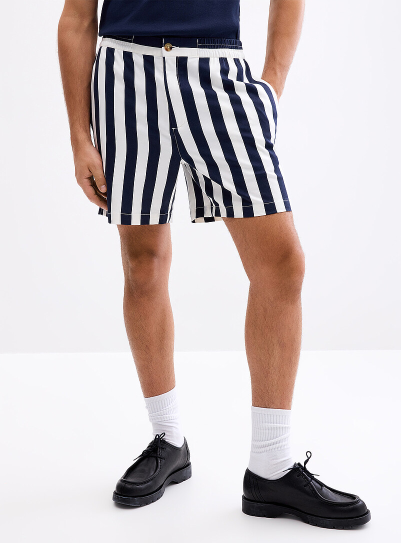 Le 31 Patterned Orange Parasol-stripe short <b>Inseam: 6" (15.5 cm)</b> for men