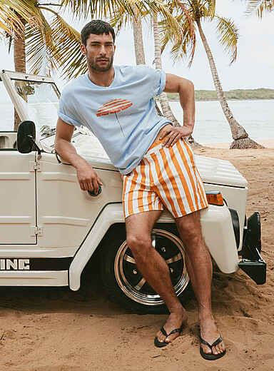 Parasol-stripe short <b>Inseam: 6" (15.5 cm)</b>