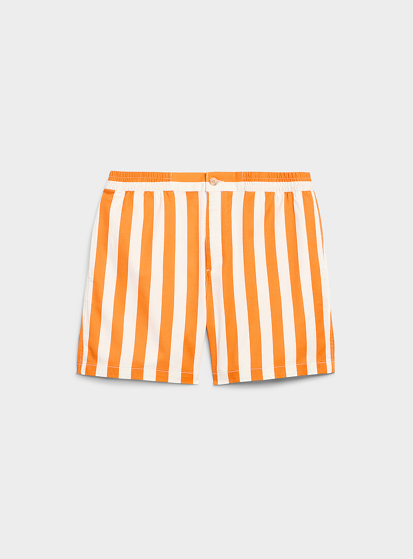 Le 31 Patterned Orange Parasol-stripe short <b>Inseam: 6" (15.5 cm)</b> for men