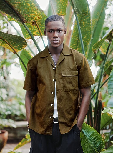 Le 31 Green Utility camp shirt <b>Comfort fit</b> for men