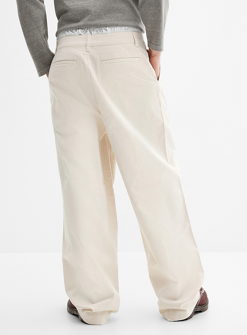 Djab Ivory/Cream Beige Stretch recycled cotton chinos <b>Camden fit - Baggy</b> for men