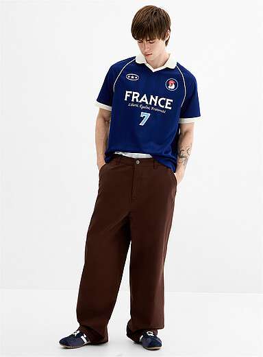 Djab Brown Stretch recycled cotton chinos <b>Camden fit - Baggy</b> for men