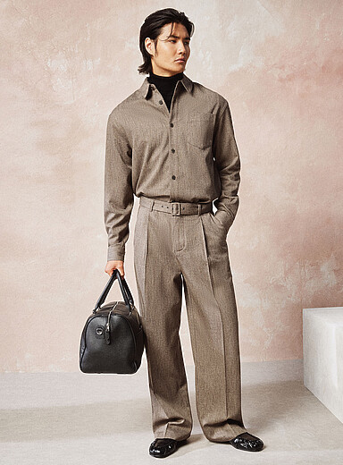 Heathered belted pant <b>Palermo fit - loose pleated</b>