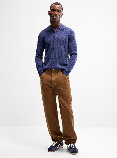 Le pantalon 5 poches velours c&ocirc;tel&eacute; <b>Coupe New York - Droite</b>