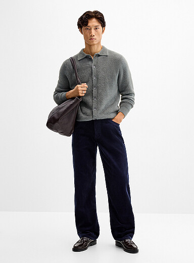 Le pantalon 5 poches velours c&ocirc;tel&eacute; <b>Coupe New York - Droite</b>