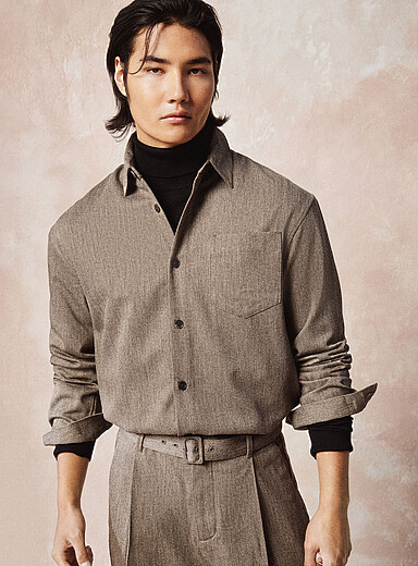 Le 31: La surchemise chin&eacute;e souple Taupe pour homme