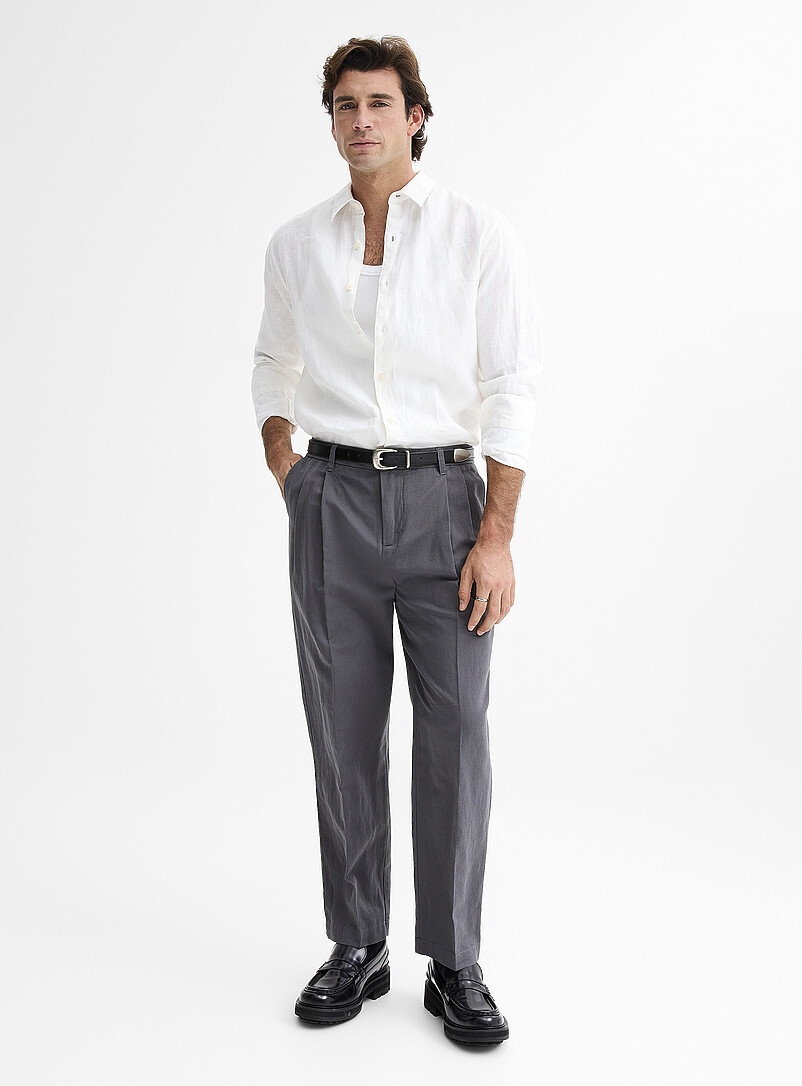 Cotton-Linen Pant Reykjavik Fit - Tapered With Pleats