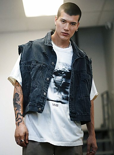 Denim Jacket Men's Denim Vest Hip-hop Denim Jacket Vest Men's Denim Sleeveless Jacket Men Buy