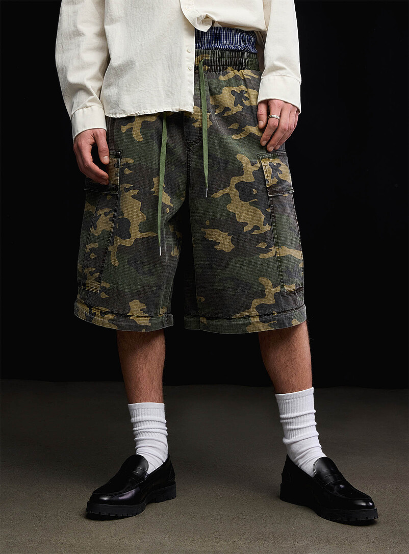 Djab Mossy Green Camo ripstop convertible cargo pant Baggy fit <b>Imported from Seoul</b> for men