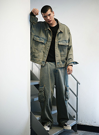 Logo-tape denim overalls Relaxed fit, HUGO, Shop Men's Jeans in New  Proportions Online