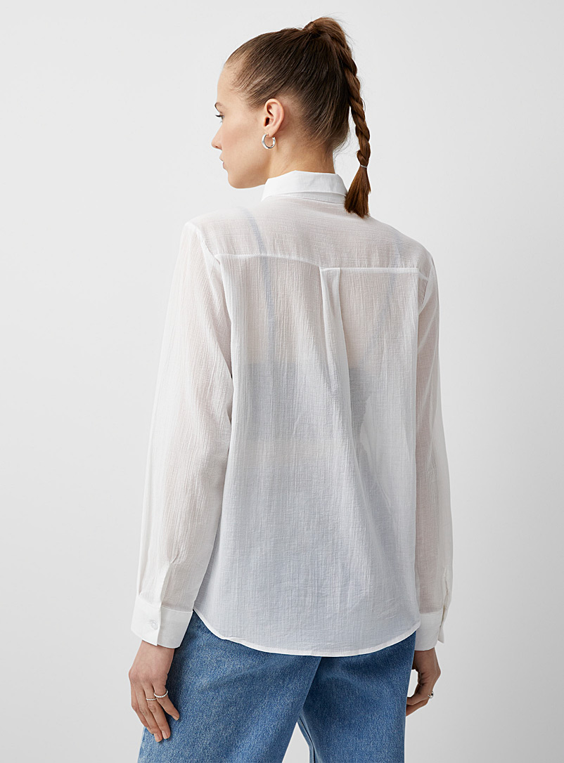 Twik White Sheer gauze shirt for women