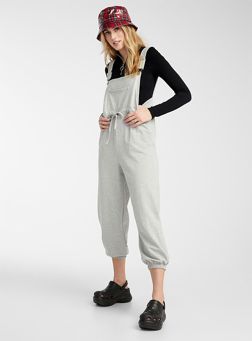 Twik Grey Utility sweatpant overalls for women
