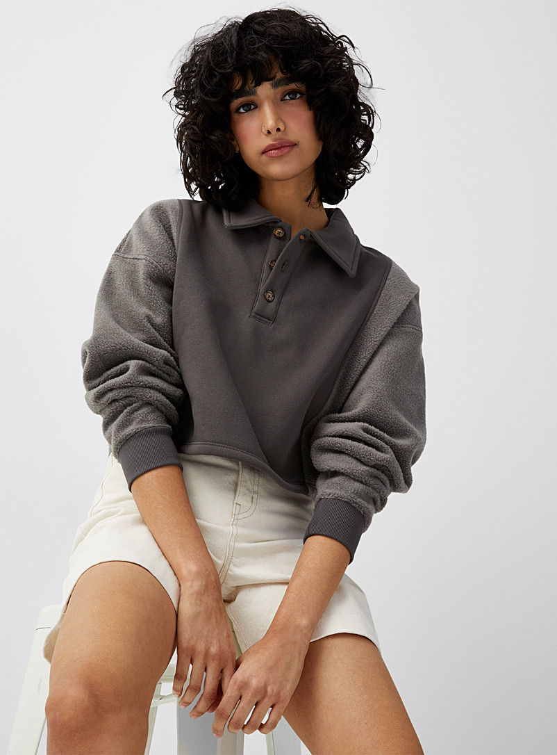 Twik Oxford Jersey and fleece polo sweatshirt for women