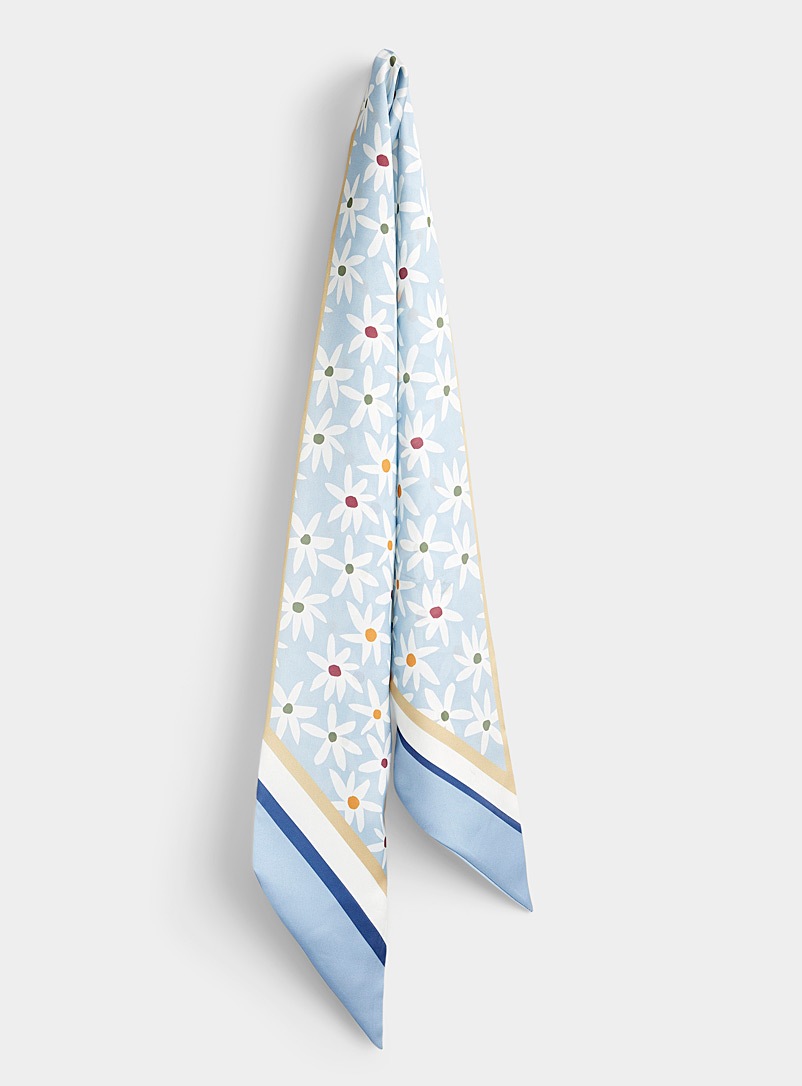 Simons: L'écharpe étroite fleurs printanières Bleu pâle-bleu poudre pour femme