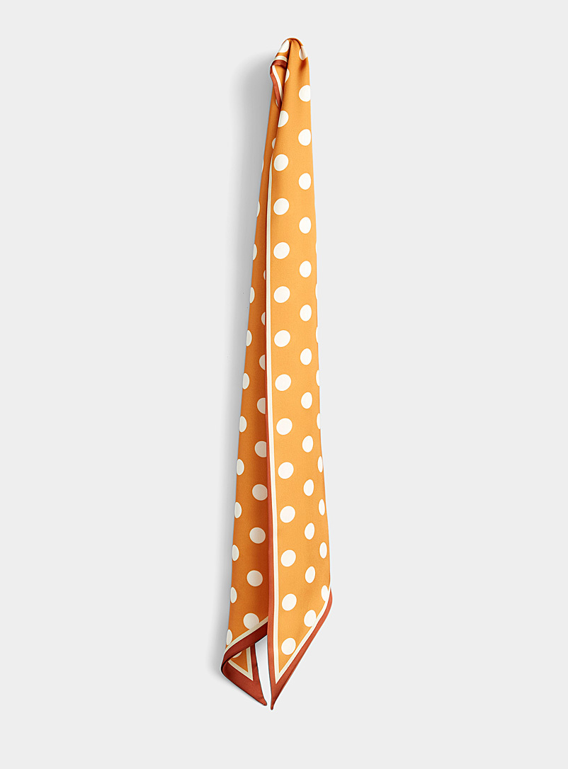 Simons Patterned Orange Mini dot narrow scarf for women