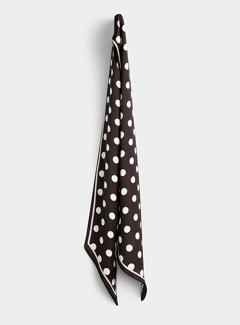 Simons Patterned Black Mini dot narrow scarf for women