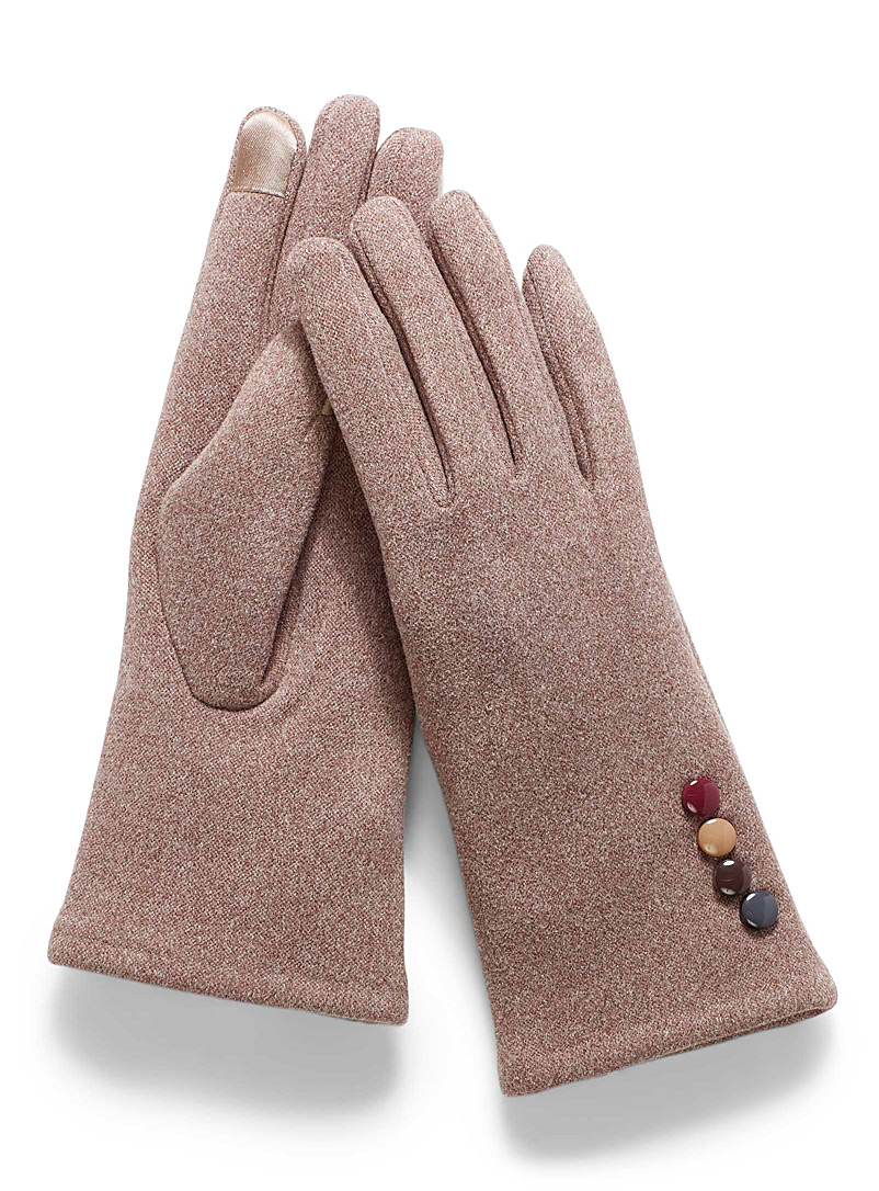 Simons Honey Chic button stretch tactile gloves for women
