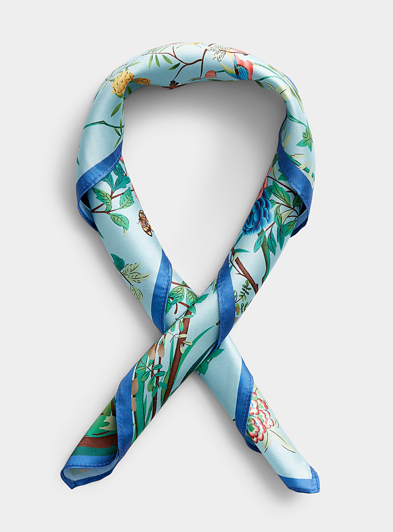 Simons: Le foulard jardin luxuriant Bleu à motifs pour femme